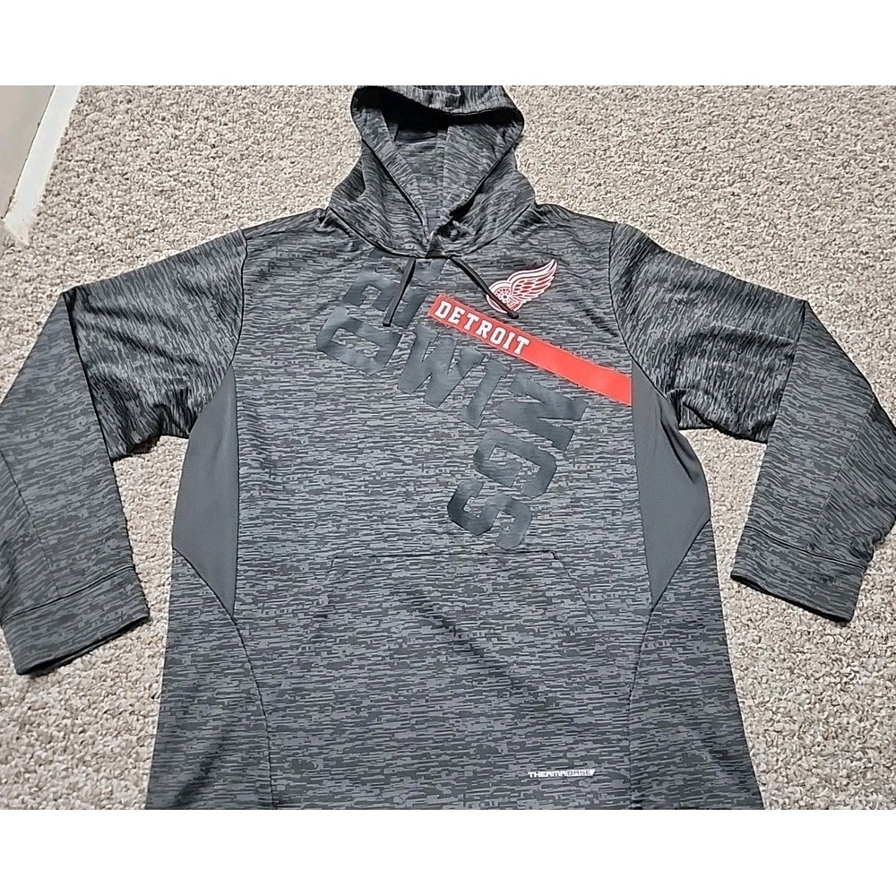 Detroit Red Wings Hoodie Mens Gray Digital Majestic  Sweatshirt NHL‎ Hockey M